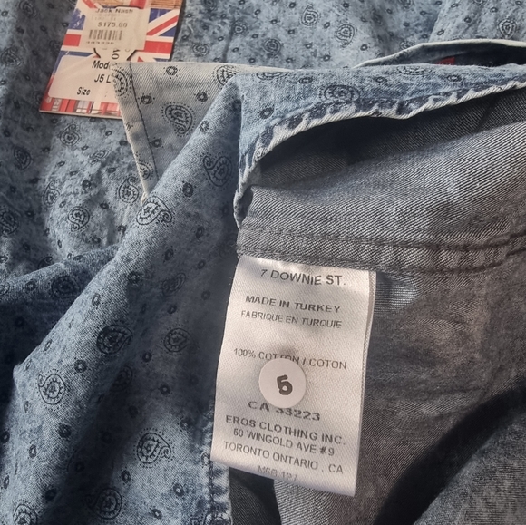7 Downie St. Paisley Denim Shirt NWT - Picture 7 of 9